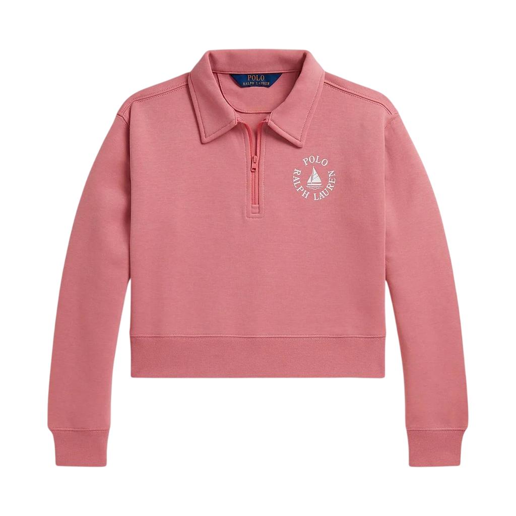 Ralph Lauren Girls Fleece Quarter Zip Crop Sweatshirt