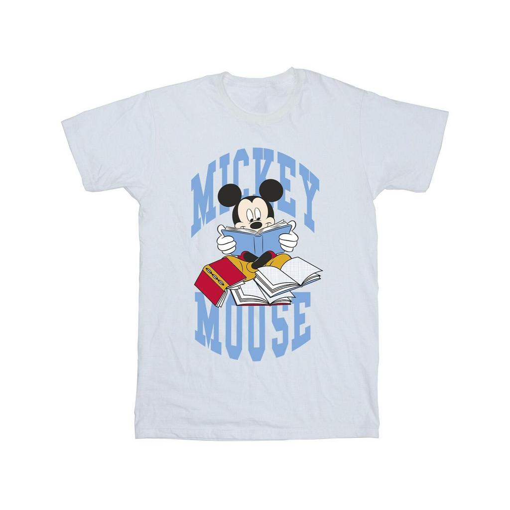 Disney Mens Mickey Mouse Reading Books Cotton T-Shirt