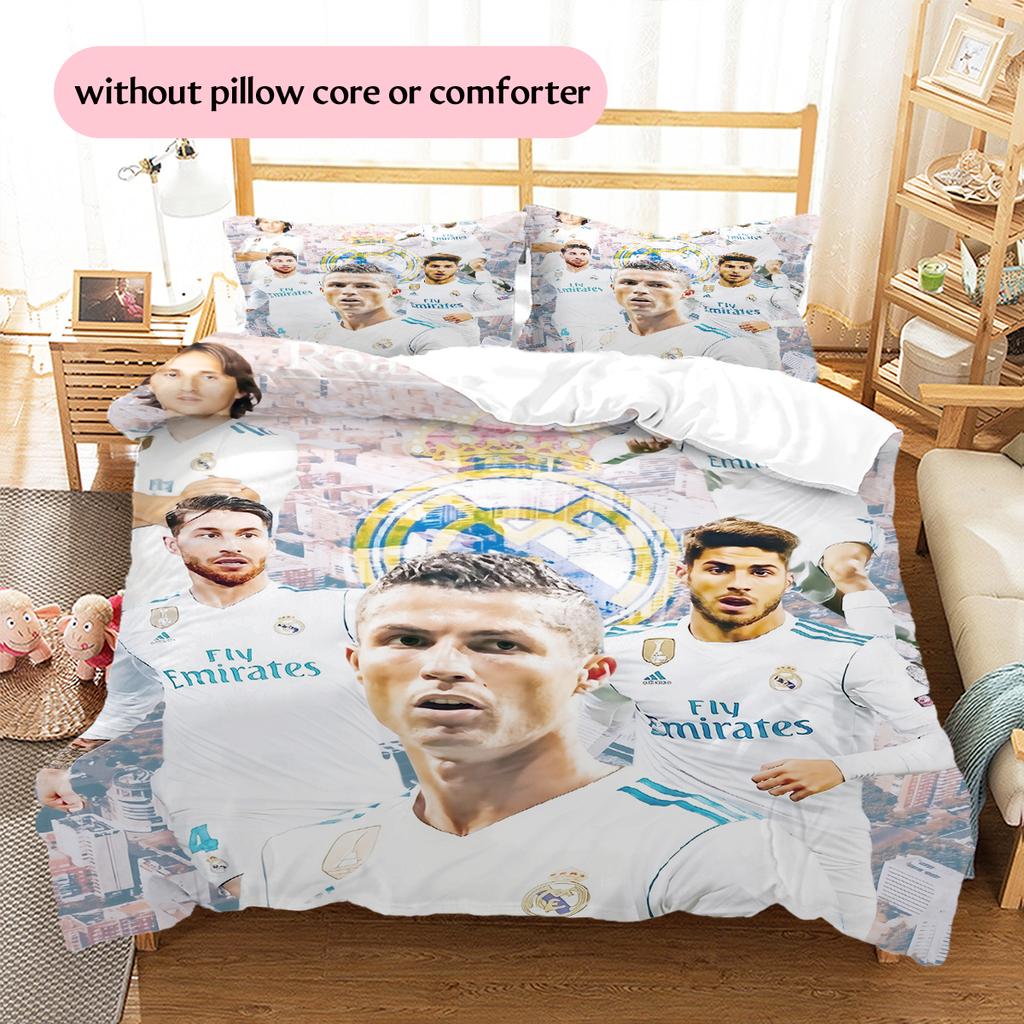 Постельное белье с узором игроков Мадрида Декор для дома Подарок на день рождения (1 пододеяльник + 2 наволочки, без наполнителя)