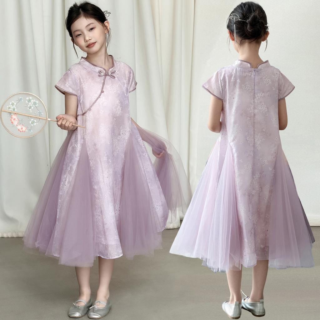 Girls' dress, summer new style, girls' new Chinese style dress, big children's national style cheongsam dress, summer dress, Hanfu dress