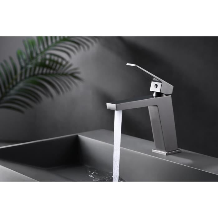 Robinet de lavabo - IMEX - ART - Noir - Finition Gun metal - Monotrou