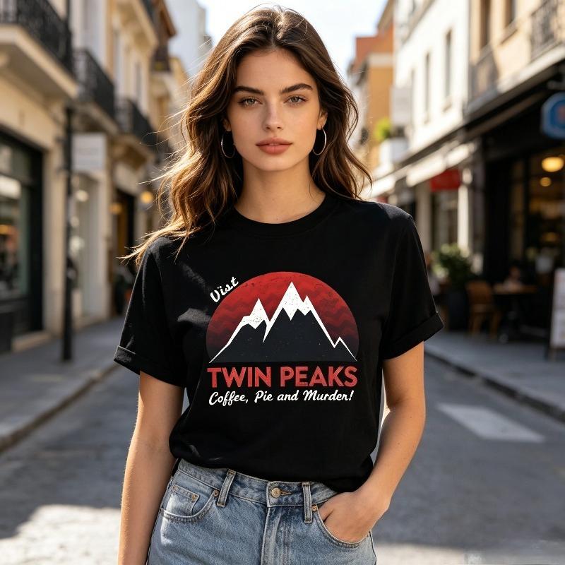 Visit Twin Peaks T-Shirt Retro 90s TV Show Graphic Tee for Men Women Casual Short Sleeve O-Neck Short Sleeve