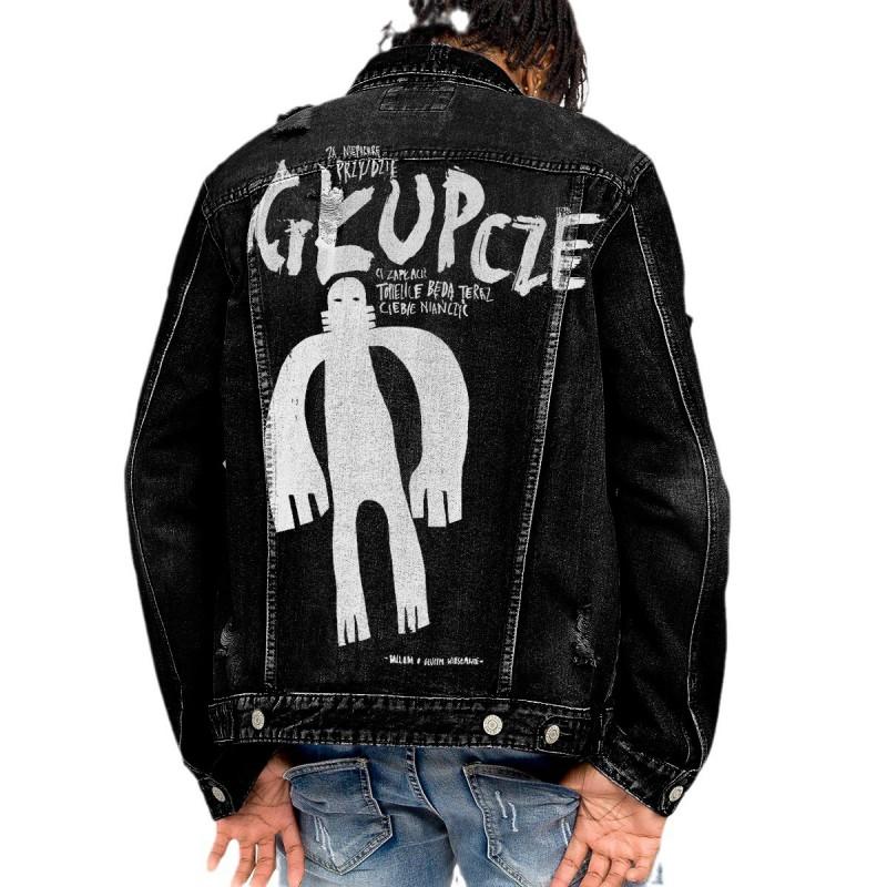 Mens Punk Style Denim Jacket Loose Fit Casual Outerwear Youth Fall Winter