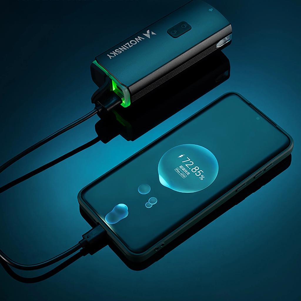 Lampka rowerowa przednia Wozinsky + kabel USB-C (3000 lm) - czarna