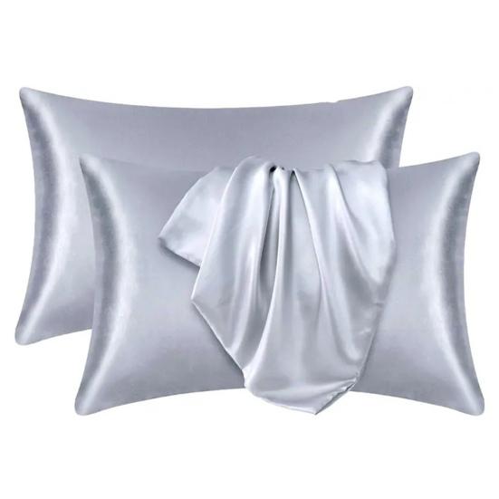 1 пара наволочек, гладкий искусственный шелк, однотонная застежка-молния, атлас, предотвращает поломку пушистости, наволочка для спальни, гостиной, дивана, наволочка