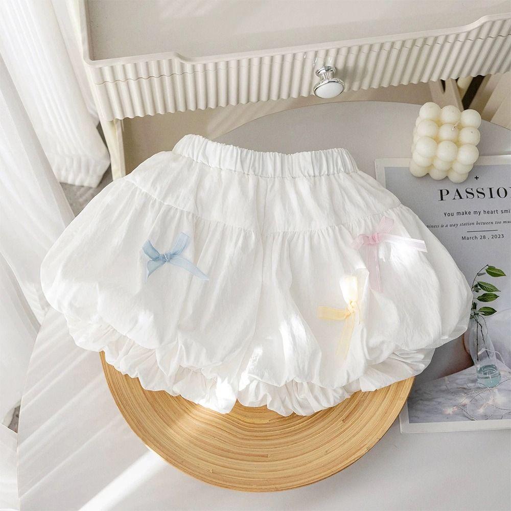 Elastic Waist Girls Shorts Bow Decorative Toddler Shorts Casual Summer Shorts  3-7 Years