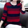 Women's Fashion Casual Spring Fall Stripe Print Long Sleeve O-Neck Blouses & Shirts
