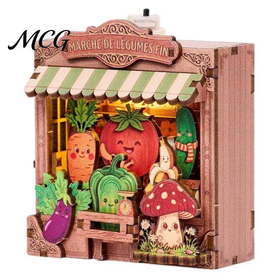 Cute Store Theme Magnet Mini Refrigerator Magnets, DIY 3D Puzzle Magnetic Building Blocks, Scene Assemble Stacking Construction Toy for Kids, Creative