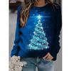 Women's Christmas Animal Tree Print Sweatshirt, Long Sleeve Crewneck Pullover, Casual Street Style, Spring Fall Holiday Fashion