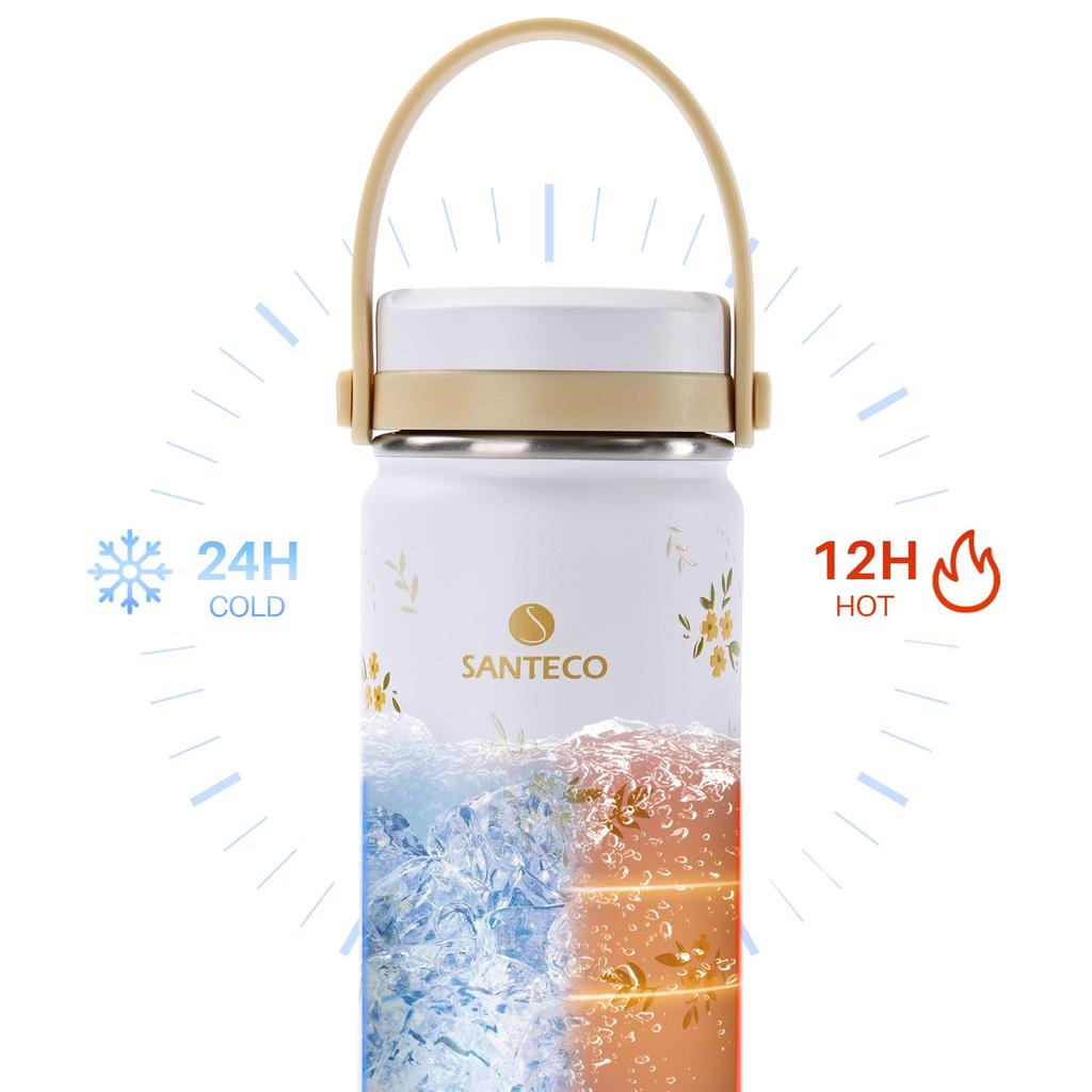 SANTECO Travel Handle Insulates Cold and Hot Stainless Direct Easy to Perfect Gift Tumbler, 380ml, Type, Drinks, Vacuum-Resistant, Double-Layered