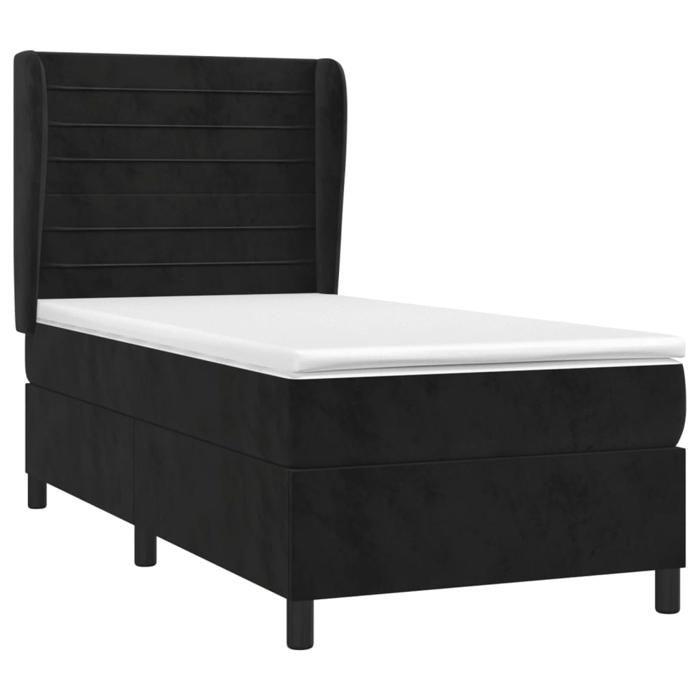 Maison Exclusive - Sommier à lattes de lit avec matelas Noir 100x200 cm Velours