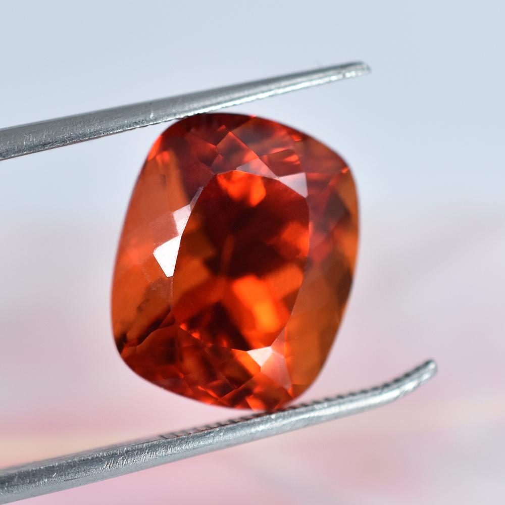 Natural Orange Sapphire Loose Gemstone 14.60 ct Flawless Cushion Cut September Birthday Birthstone