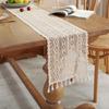 Crochet Lace Table Runner with Tassels, Handcrafted Woven Hollow Design, Romantic Wedding Party Table Cover