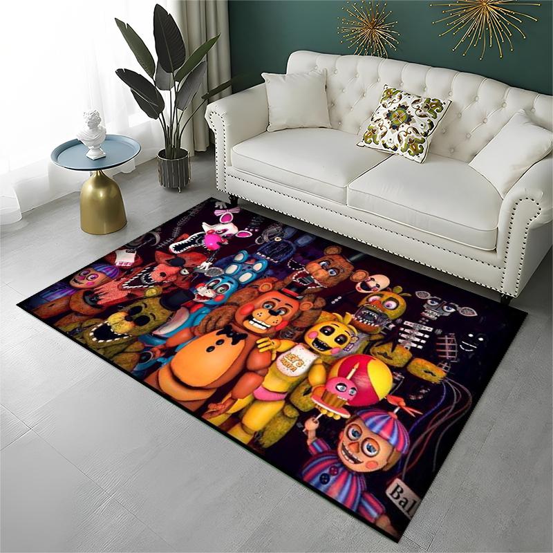 Классический ковер-коврик F-FNAF Хоррор Игра Фредди для игровой комнаты, спальни, гостиной, дивана, домашнего декора, детский коврик, нескользящий коврик для пола