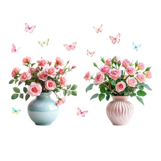 1 пара Фиолетовый Цветок Наклейка на Стену Отклей и Наклей Полевой Цветок Бабочка Настенный Декор Снимаемый Цветочный Настенный Арт Мурал для Комнаты Девочки Детской Комнаты Класса