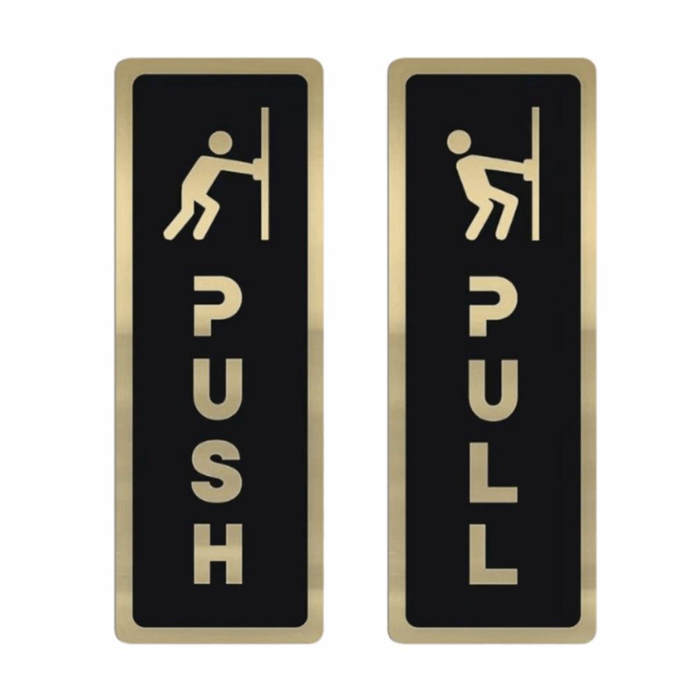 2Pcs 3D Sliding Door Logo Acrylic Restaurant Pull Stickers Push Pull Door Sign  Home Decoration
