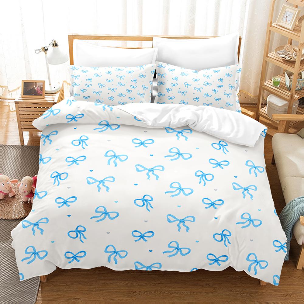 4pcs Bowknot Bedding Sets Skin Friendly Soft Bedsheets And Duvet Covers Comfortable And Lovely Suitable For All Ages
