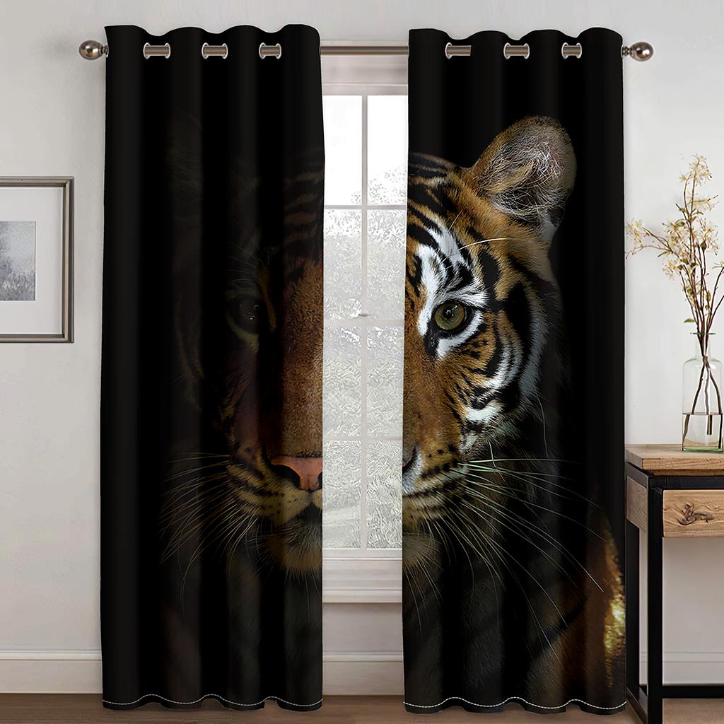 Cougar Wild Lion Tiger Wolf Animal Print Window Curtains for Kids Room Luxury Bedroom Hotel Home Decor Window Balcony Drapes