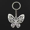 Fashion 30mm Key Ring Metal Key Chain Keychain Jewelry Antique Bronze Silver Color Plated Hollow Butterfly 50x57mm Pendant