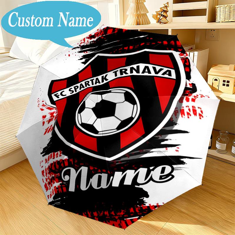 Custom Name Umbrella Spartak Trnava Football Crest Umbrella 8-Frame for Travel, Camping, Casual Lightweight Portable, Essential for Family Gifts