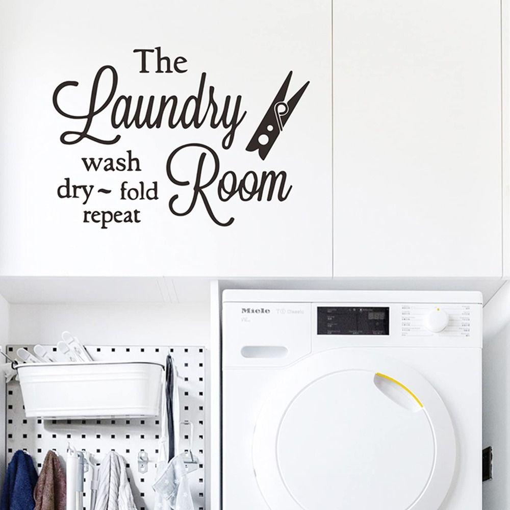 Waterproof Laundry Room PVC Wall Decor Wash Dry Fold and Repeat Art Quotes Words  Laundry