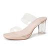 V Transparent High Heels Women's Summer Internet Celebrity Platform High Heels Crystal Block Heel Sandals Women