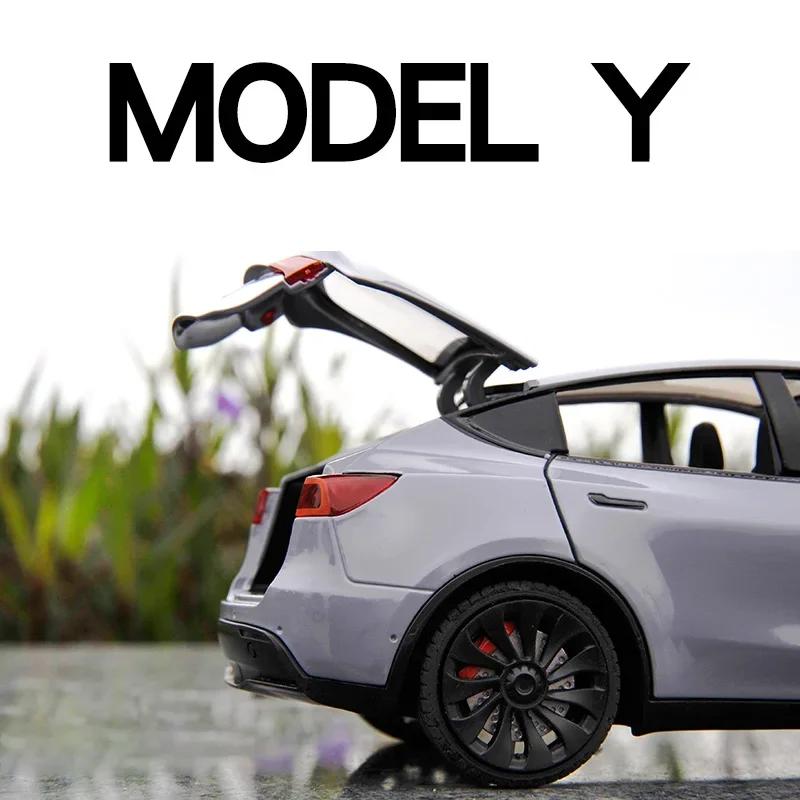 WSGR9 1:24 Tesla Model Y Model 3 Model S Metal Alloy Diecast Toy Car Model Sound And Light Children's Toy Collectibles Birthday Gifts