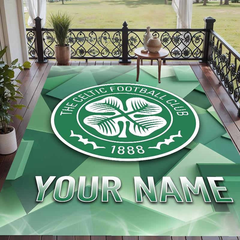 Custom Text Printed Rug Celtic FC Non Slip Floor Carpet For Home Room Decor