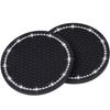 HUIKKJP Car Non-Slip Bling Car Drink Holder Cup Mat Vinyl Anti-Slip Vibration Proof Round Diameter 70mm Black Pack of 2