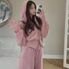 Women's Versatile Pink Sweatshirt & Trousers Set - Casual Sportswear for Autumn/Winter 2023
