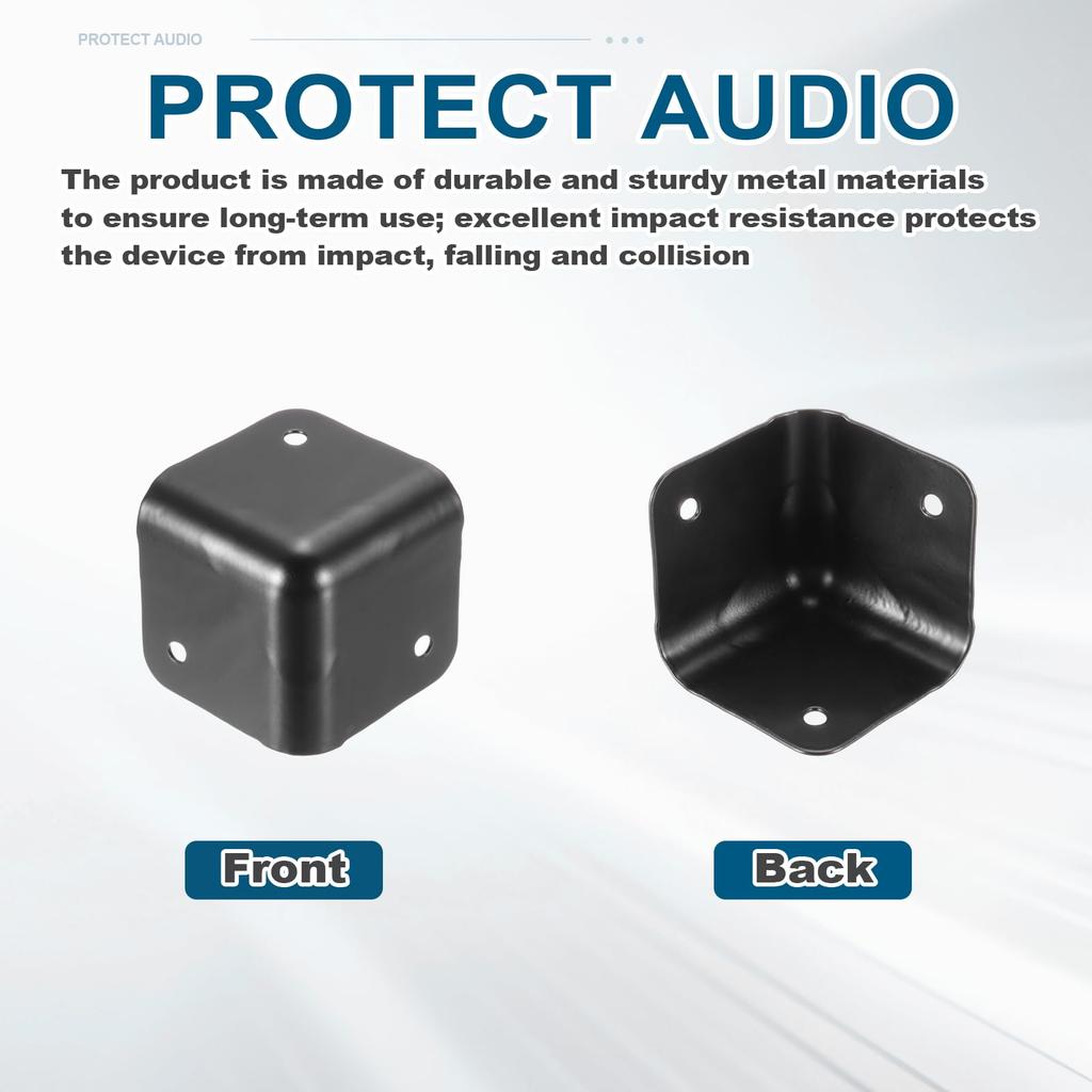 Uxcell 16 шт. Угол для акустического кабинета, металлический, штабелируемый, защитный, угловой чехол для края коробки, защита, с 48 монтажными винтами для сцены, диджея, аудио, звука