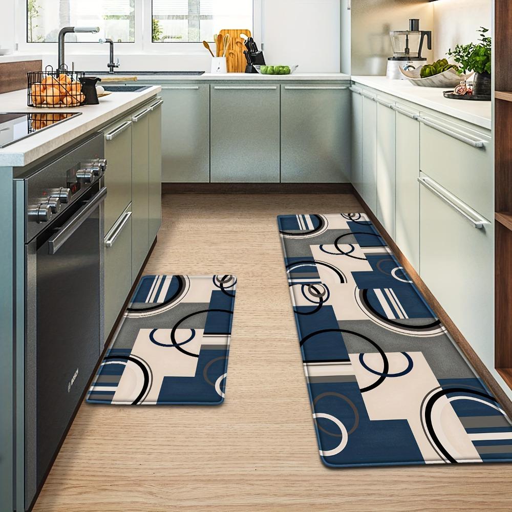 2pcs European Style Kitchen Mats, Creative Geometry Pattern Throw Carpets, Durable Runner Rugs, for Home Room Supplies Spring Decor Shower Supplies