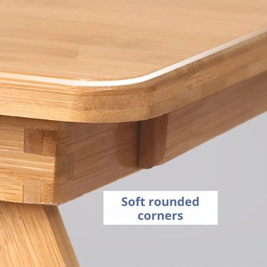 Регулируемый бамбуковый стол для ноутбука с эффектом охлаждения вентилятором, откидной верхний ящик, складной прикроватный столик