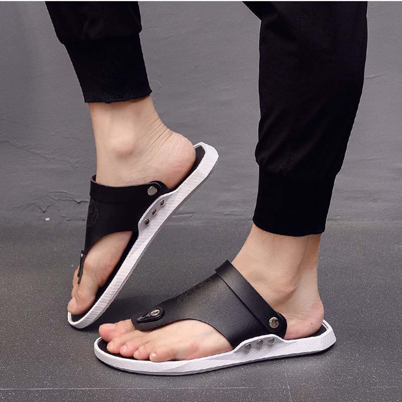 Handsome Men's Slippers Net Celebrity Simple Street Wear Flip Flops Summer Comfortable Breathable Non-slip Beach Sandals