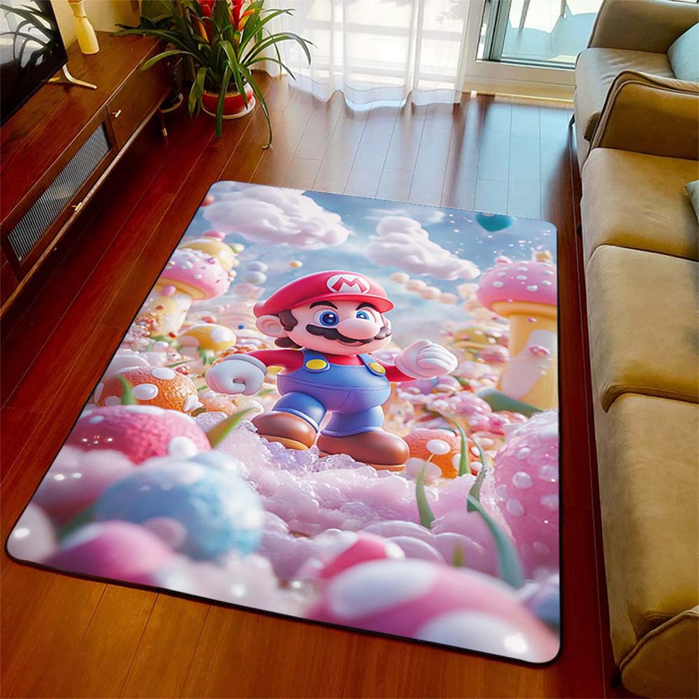 Premium Super Mario Area Rug Polyester Wear-Resistant Non-Slip Floor Carpet Home Bedroom Decor -QJY