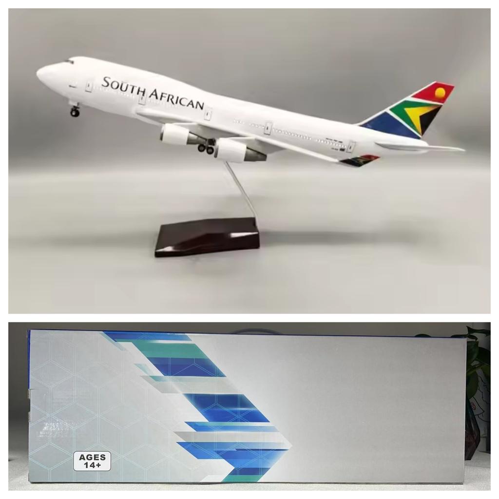 1/160 Scale B747 Airplanes South Africa Airways Aeroplane 47cm Diecast Resin Model Large Plane With LED and Wheel Souvenir