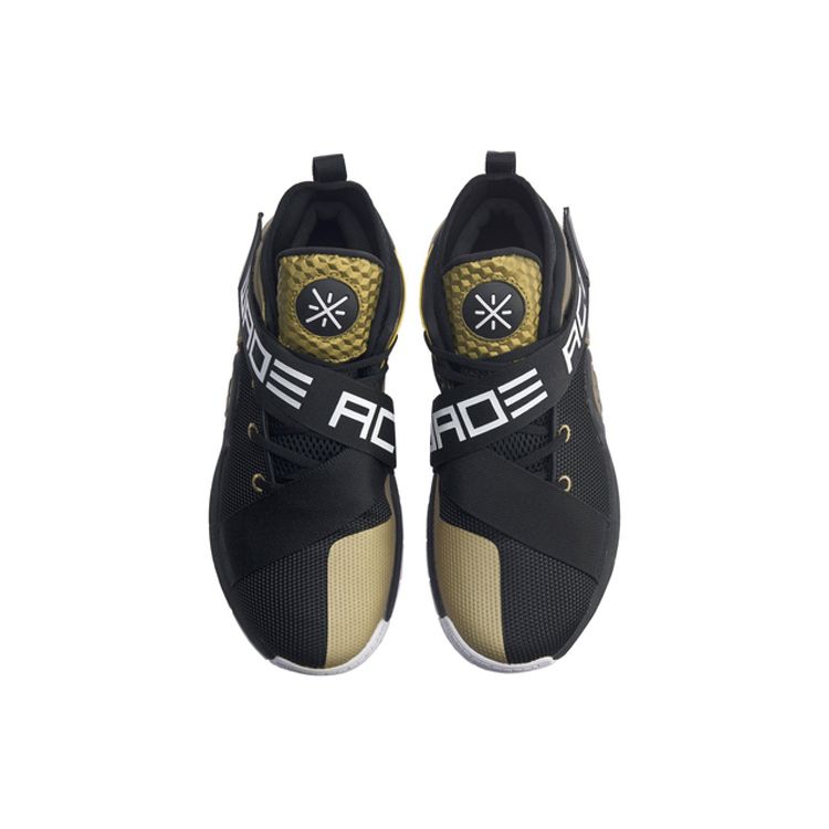 Li Ning All City 7 Wade Series удобные спортивные нескользящие легкие баскетбольные кроссовки средней высоты мужские кроссовки черные золотые ABAP105-1