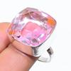 Натуральный розовый кунцит, ручная работа, кольцо из стерлингового серебра 925 пробы, размер 10 T5F47
