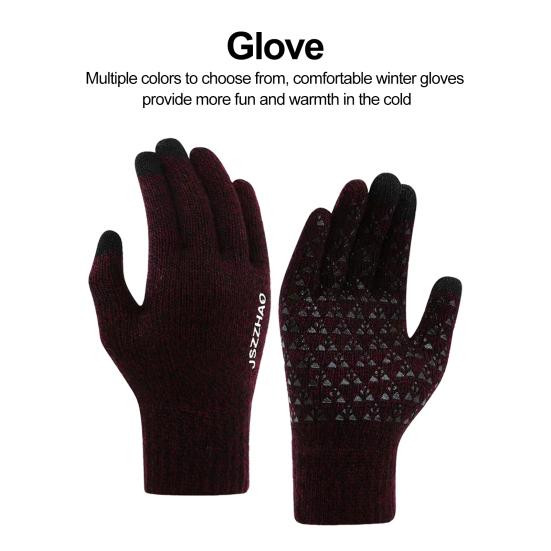 Зимние велосипедные перчатки унисекс, вязаные эластичные перчатки с сенсорным экраном, утолщенные противоскользящие, теплые ветрозащитные, толстые, с пятью пальцами, мягкие женские и мужские перчатки для верховой езды на открытом воздухе