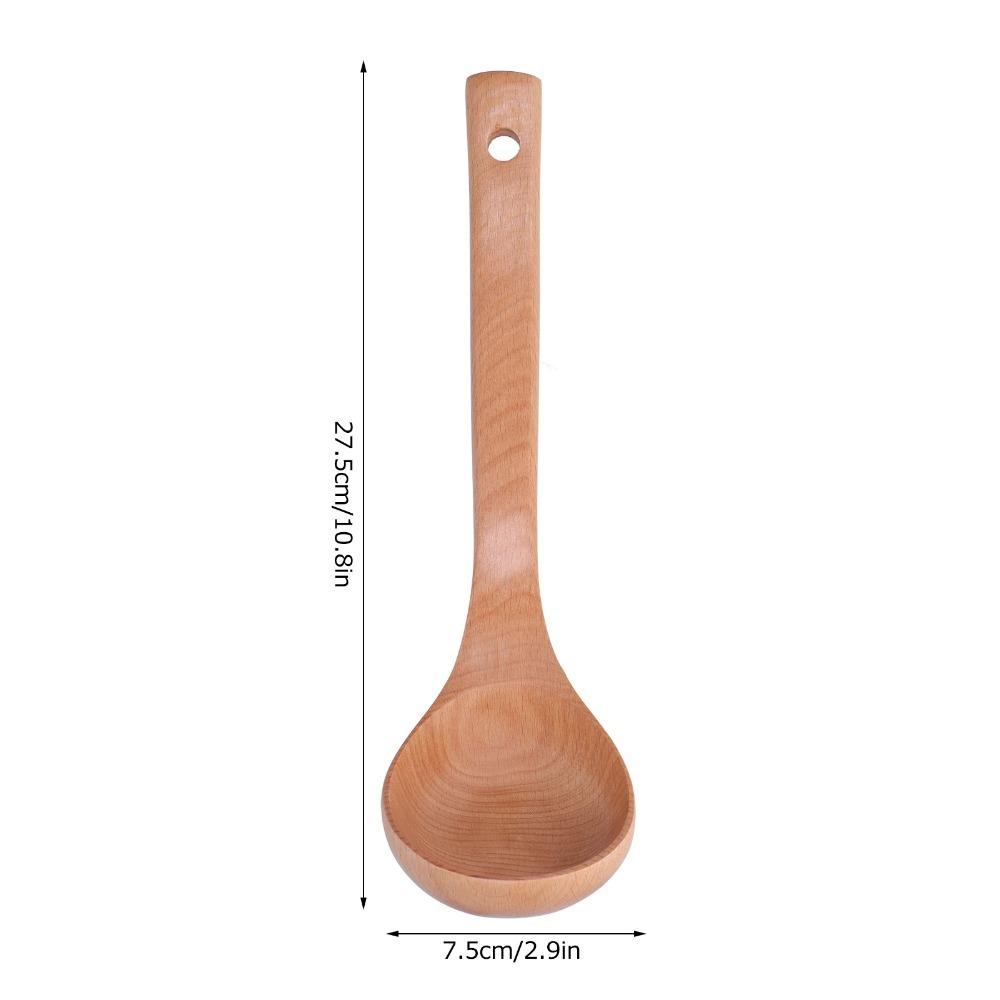 Wood Grain Texture Cooking Spoon Extra Long Handle Kitchen Spoon Deep Spoon Food Preparation