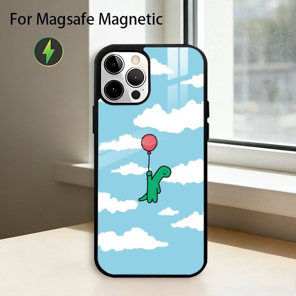 Милый чехол для телефона J-Joguman D-Dinosaurs для iPhone 17, 16, 15, 14, 13, 12, 11 Plus, Pro, магнитный для Magsafe, беспроводная зарядка