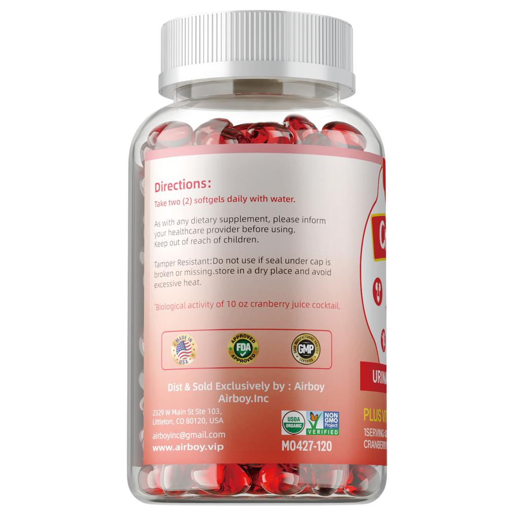 Airboy Cranberry 500mg Softgels — Antioxidant Support, Immune Support, Daily Wellness