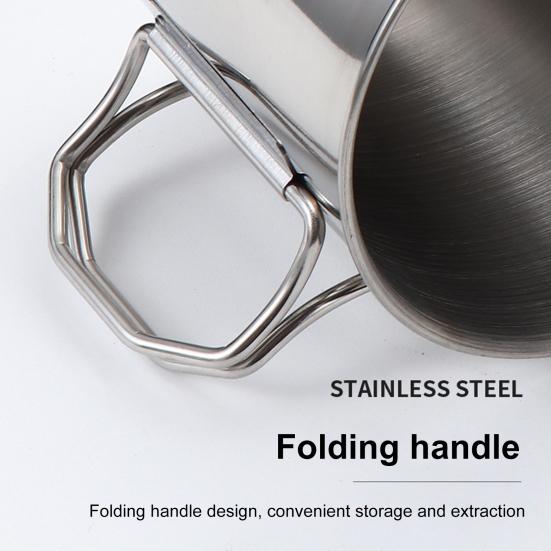 Набор из нержавеющей стали со складной ручкой и сумкой для хранения, переносная чашка с карабином для дома, кемпинга, воды, кофе, напитков, для походов, пикников