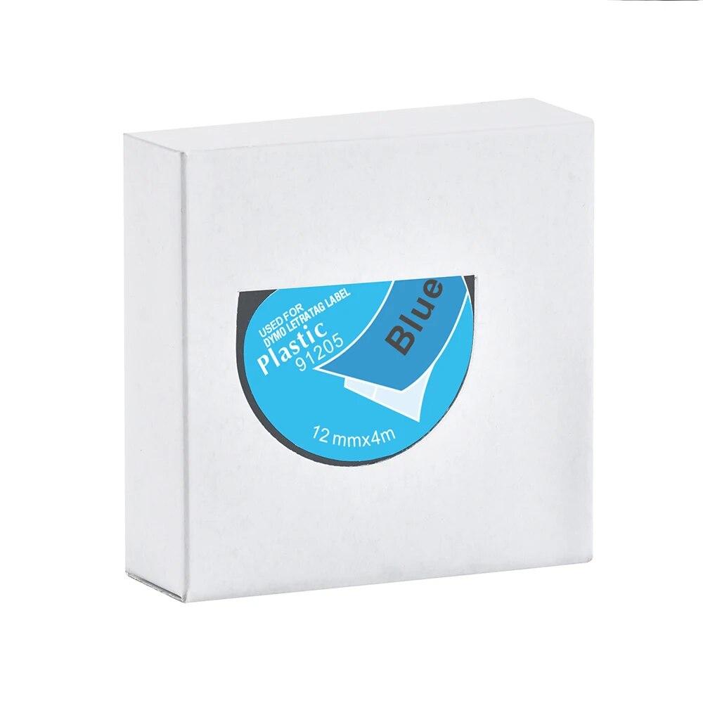 Yance 5Pcs/lot Compatible Dymo LetraTag Tape 91205 Black On Blue 12mm Plastic Tape for LT-100H LT-100T Dymo Label Printer