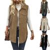 Women's Fashionable Solid Color Vest With A Collar And Cardigan, Casual Commuting Sleeveless Vest Jacket