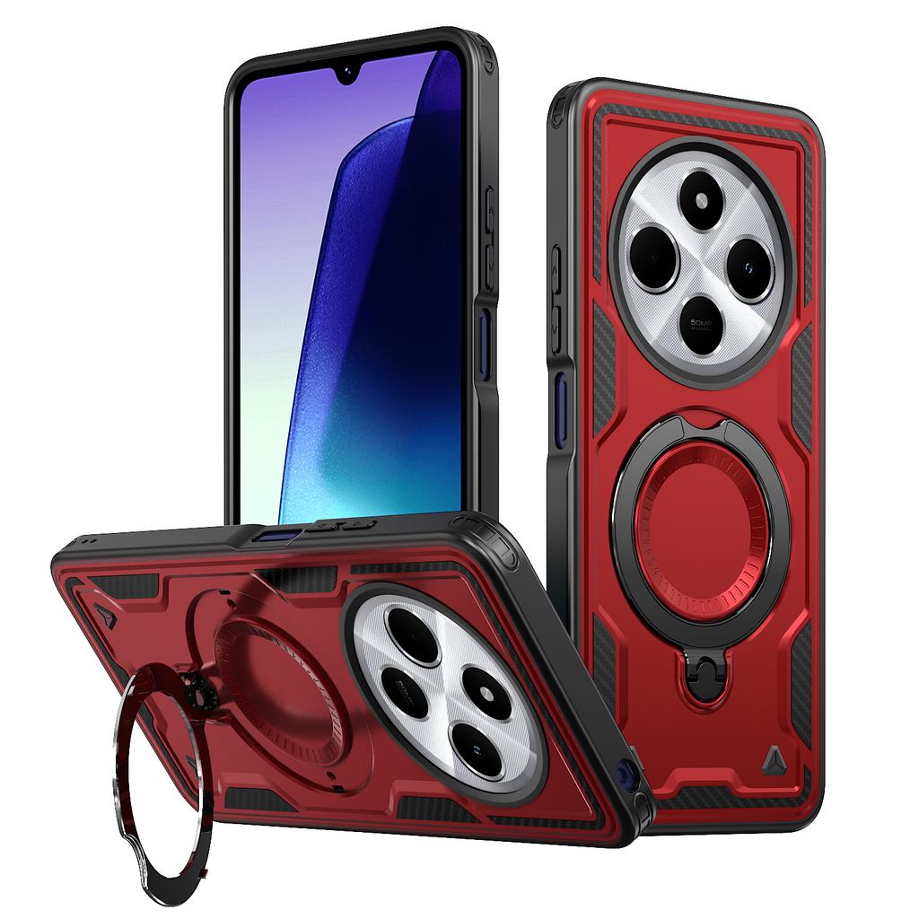 Магнитная подставка-кольцо Складной кронштейн Чехол для телефона Для Xiaomi Redmi 14C 13C 12C 12 13 Turbo 4 Pro Двухслойный бампер Противоударный чехол