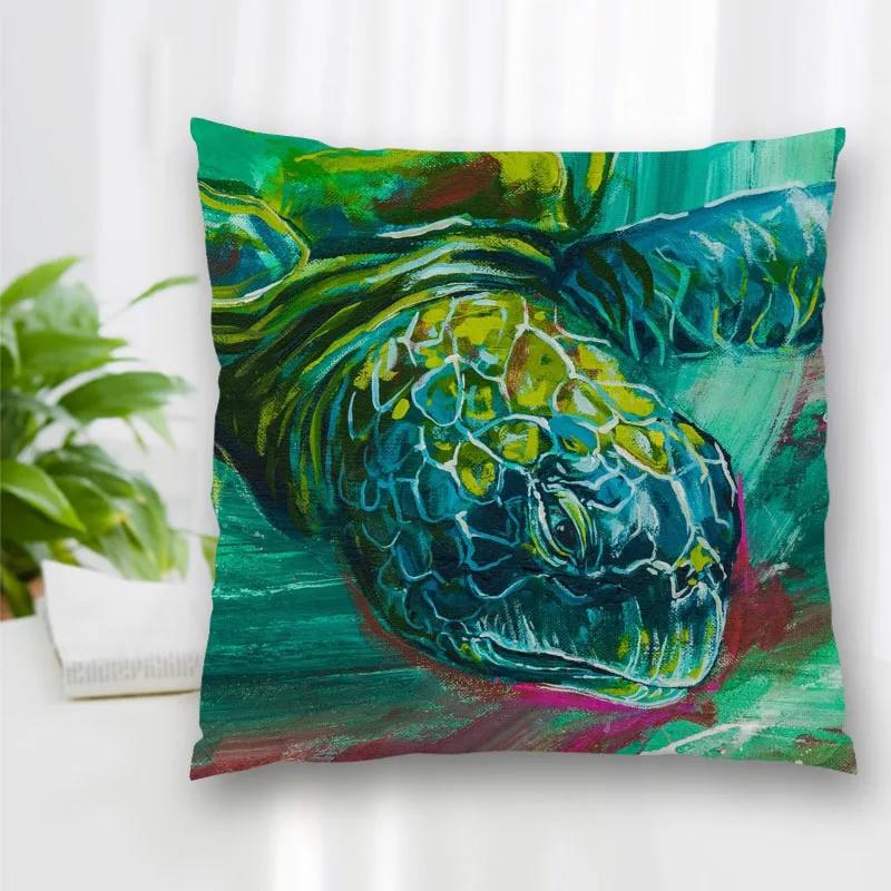 Hot Sale Decorative Pillowcase Turtle Art Painting Square Zipper Best Gift