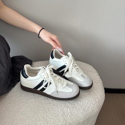 Внутренние увеличивающие рост ретро цветные маленькие белые туфли 2025 лето повседневные на плоской подошве женские кожаные на толстой подошве Forrest Gump tra