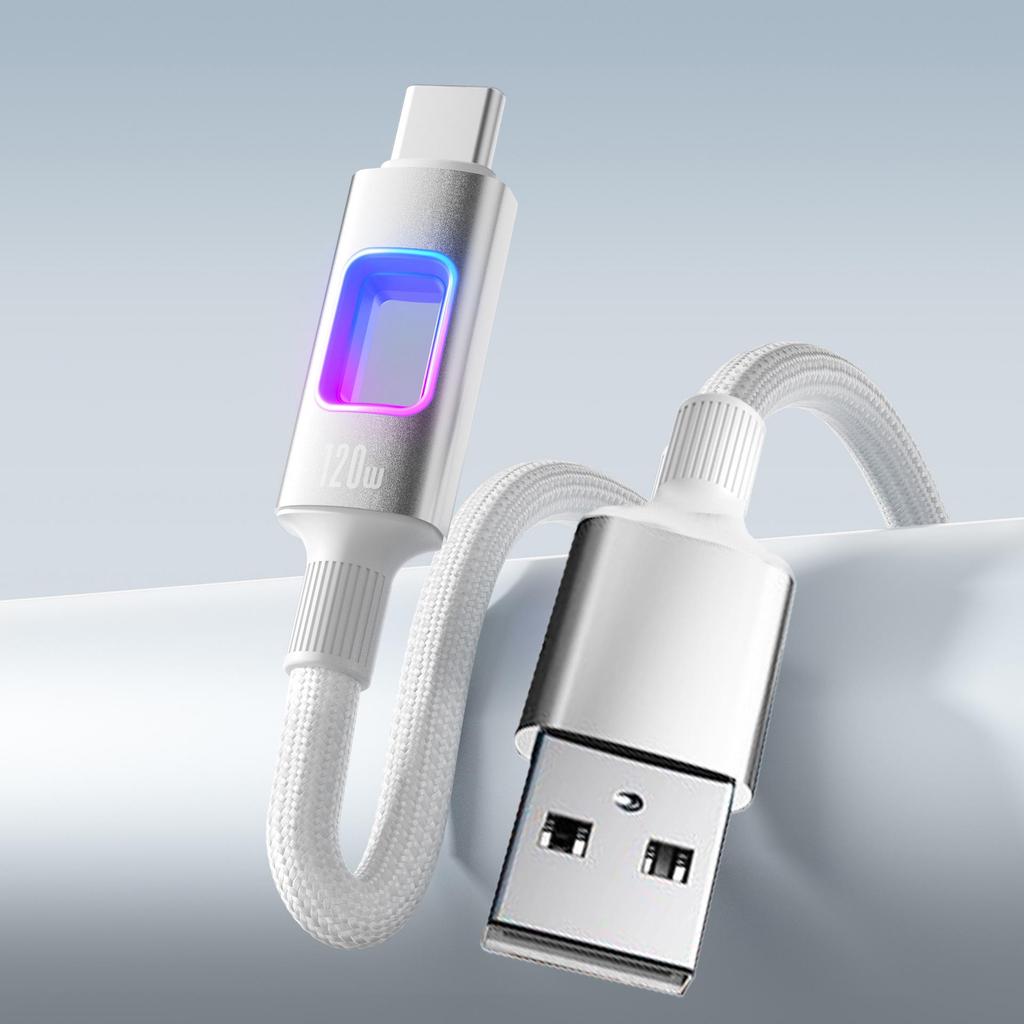 RGB 120 Вт Кабель для быстрой зарядки и передачи данных, совместимый с Apple, Huawei, Type-C, Xiaomi и автомобильными зарядными устройствами