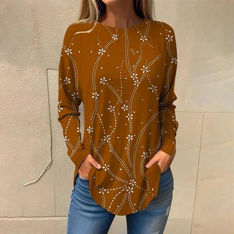 Women's 3d Print Autumn Long Sleeve Tops Women's T-Shirt O-Neck Oversized Ladies Clothin